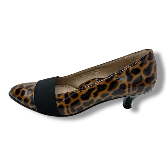 BeautiFeel Animal Print Patent Leather Kitten Heel‎ Pumps w/Elastic Accent 6.5 - Picture 3 of 14
